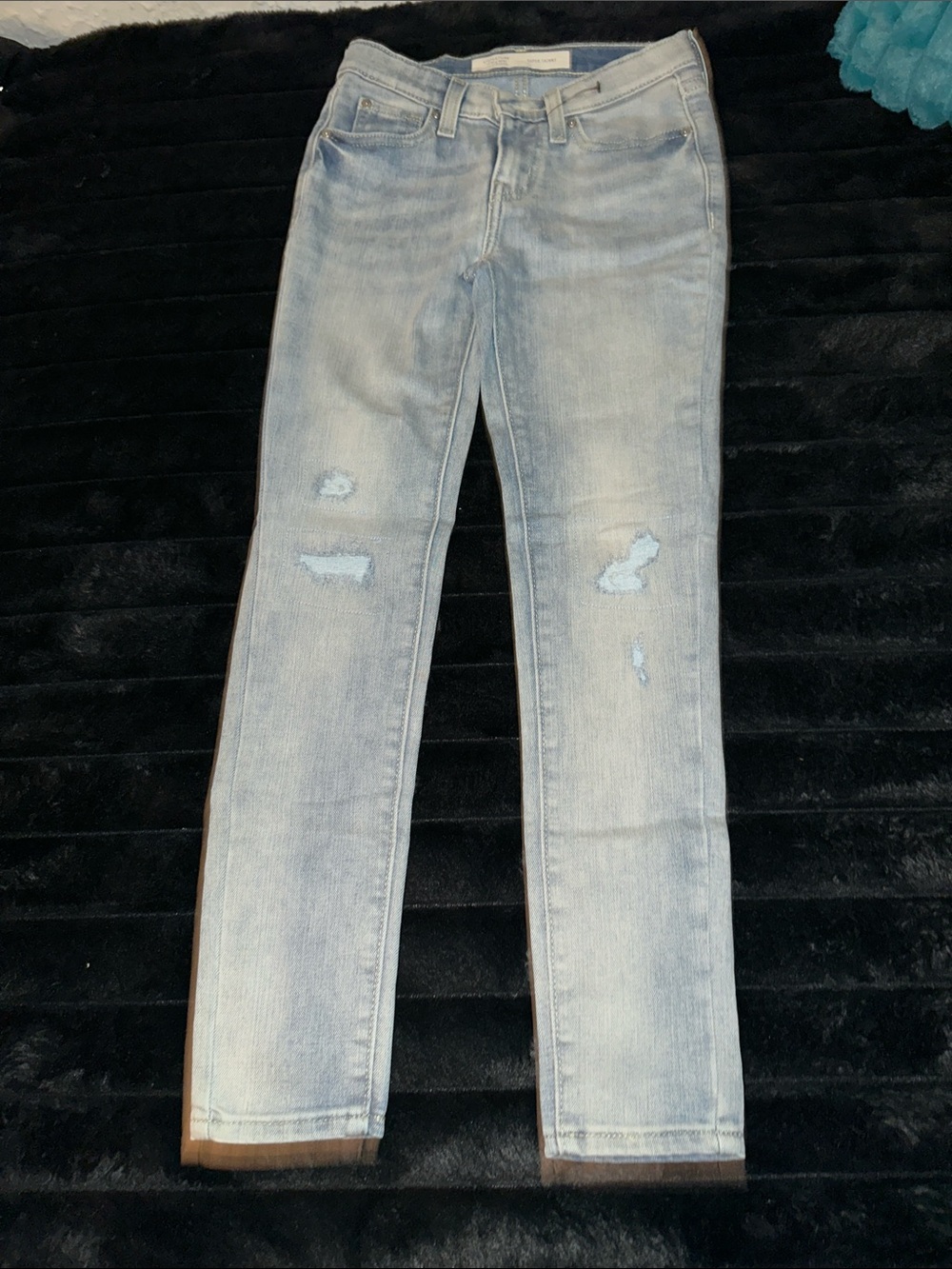 Signature by Levi Strauss Light Wash Skinny Jeans with Distressed Knees